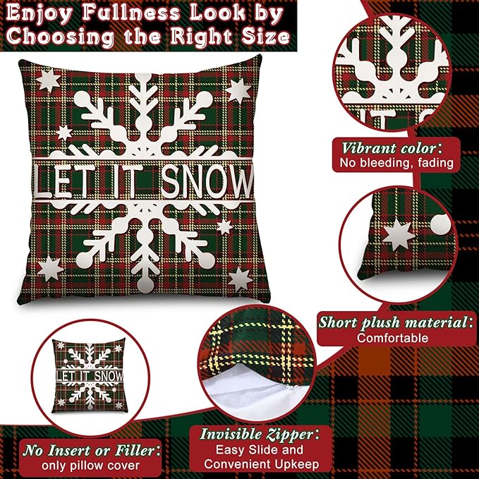 6 Pcs Christmas Pillow Case Christmas Pillow Cover Holiday Decor 18 x 18 inch Throw Pillow Case