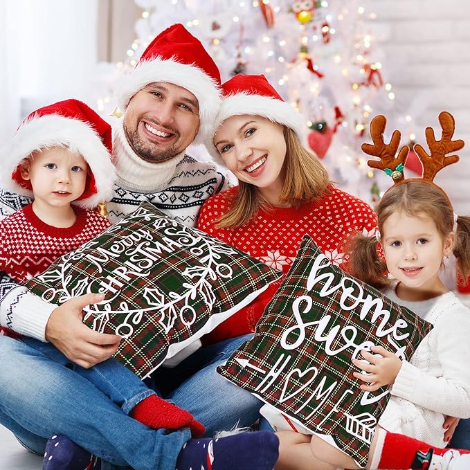 6 Pcs Christmas Pillow Case Christmas Pillow Cover Holiday Decor 18 x 18 inch Throw Pillow Case