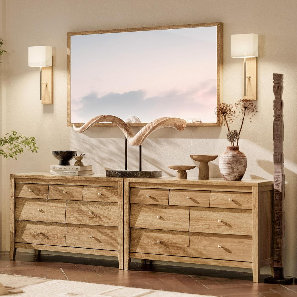 Dresser for Bedroom with 7 Beveled Panel Drawers