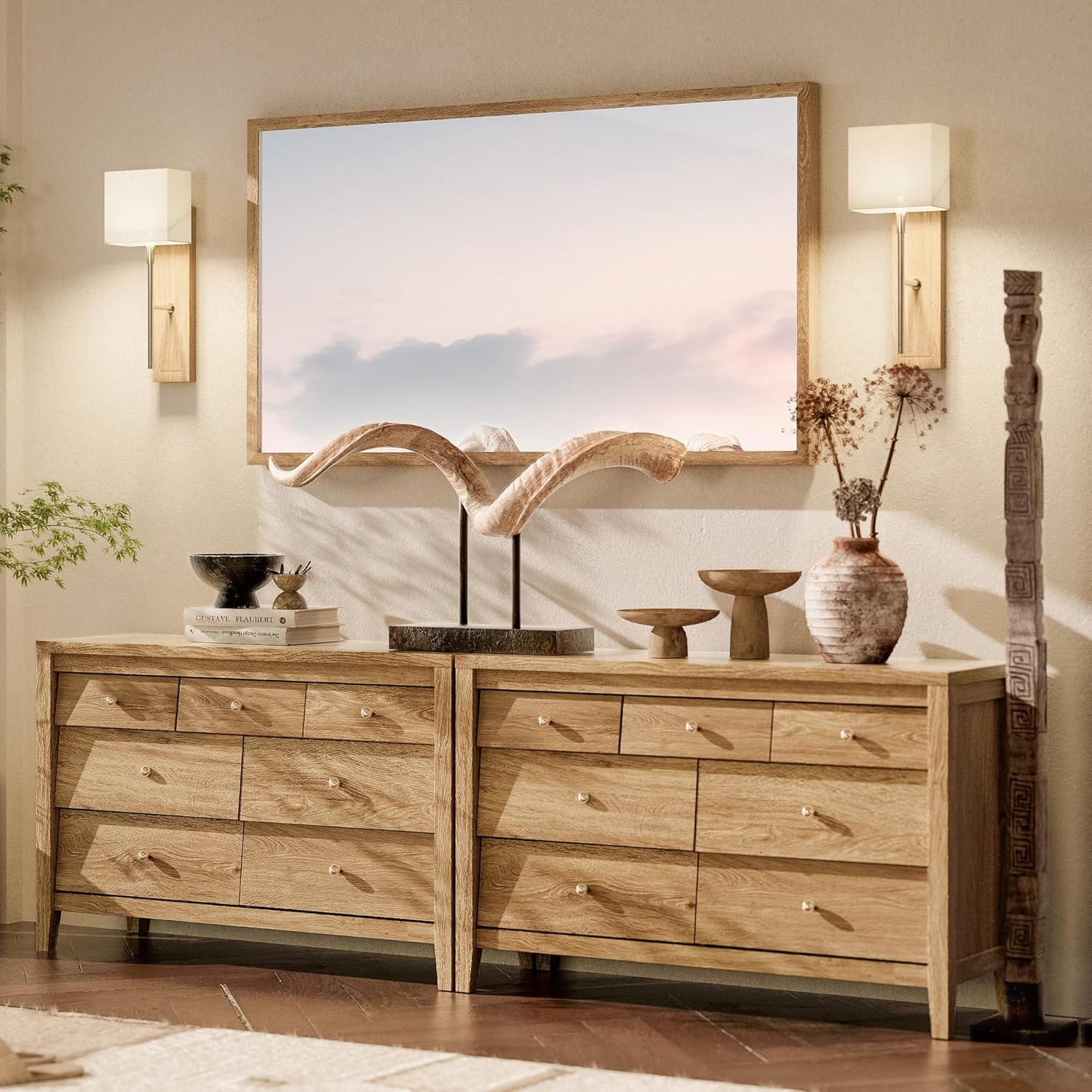 Dresser for Bedroom with 7 Beveled Panel Drawers