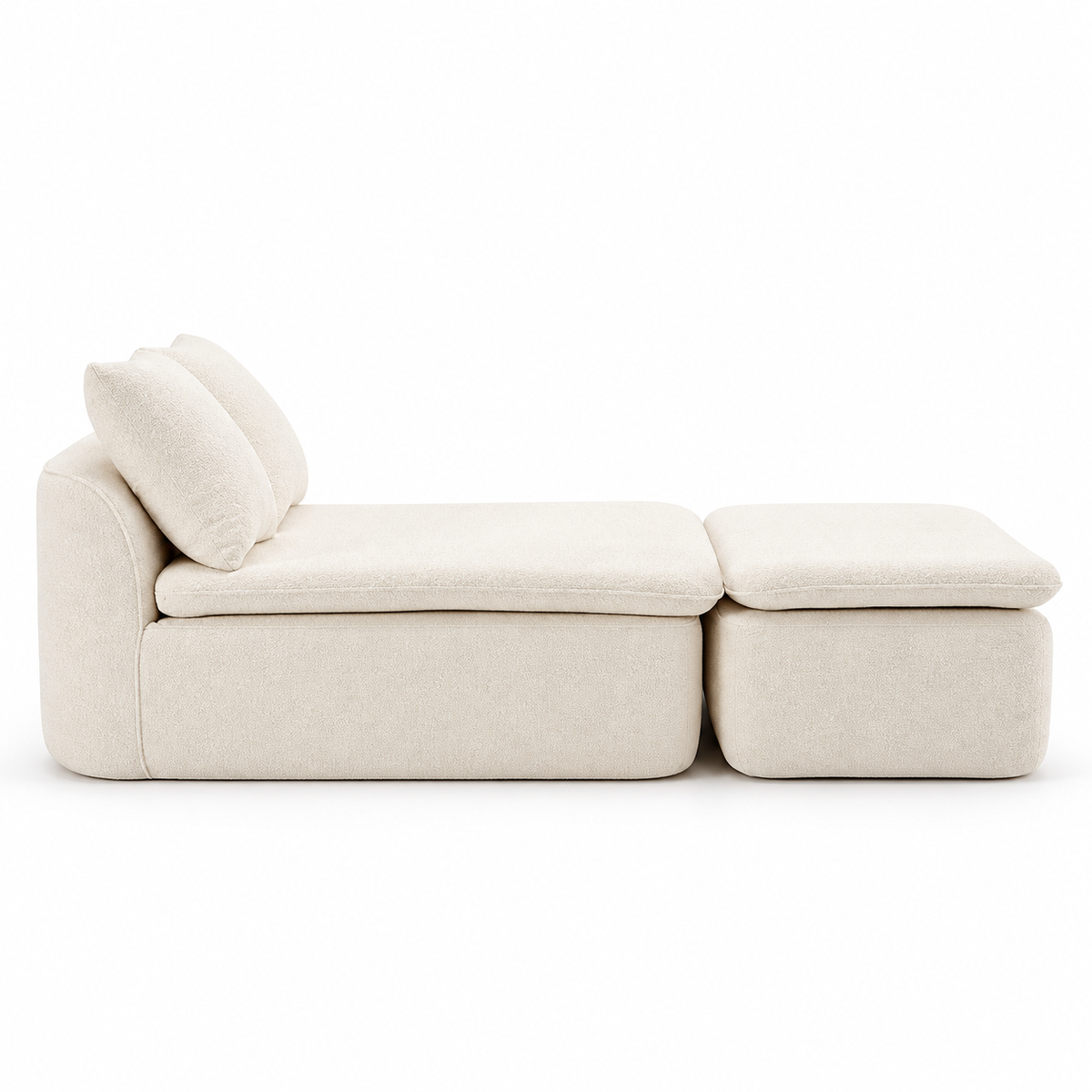 Luxury 133.86" Modular U-Shaped Sectional Sofa with Ottoman – Milk White Chenille Upholstery, Deep Cushions & Flexible Seating Design