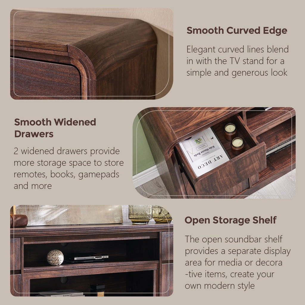 Modern TV Stand for 80 Inch TVs, 32"Tall Entertainment Center w/Storage Cabinet& drawers