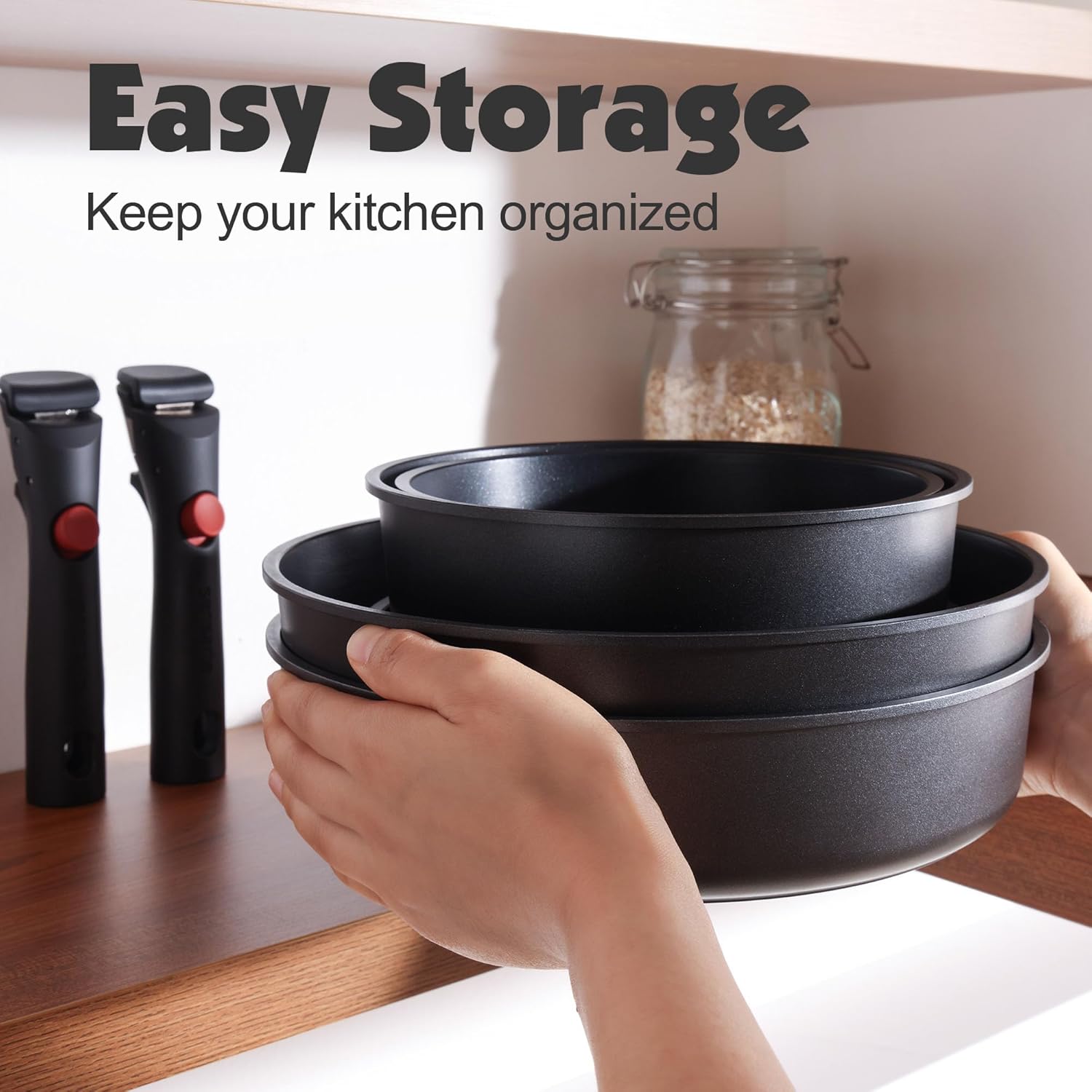 SENSARTE 17 Piece Pots and Pans Set, Nonstick Detachable Handle Cookware Set