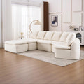 133'' Modular U Shape Sectional Compression Sofa with Removable Recliner and Back Cushions for Living Room, Bedroom, Chenille Boneless Sofa Couch with Ottoman for Large Spaces