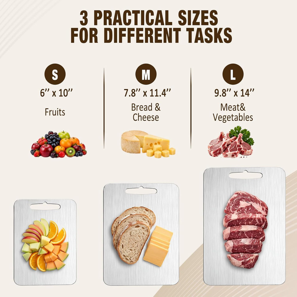 100% Pure Titanium Cutting Board Set of 3, Kitchen Gift with Box