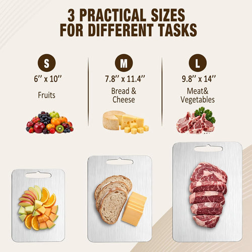 100% Pure Titanium Cutting Board Set of 3, Kitchen Gift with Box