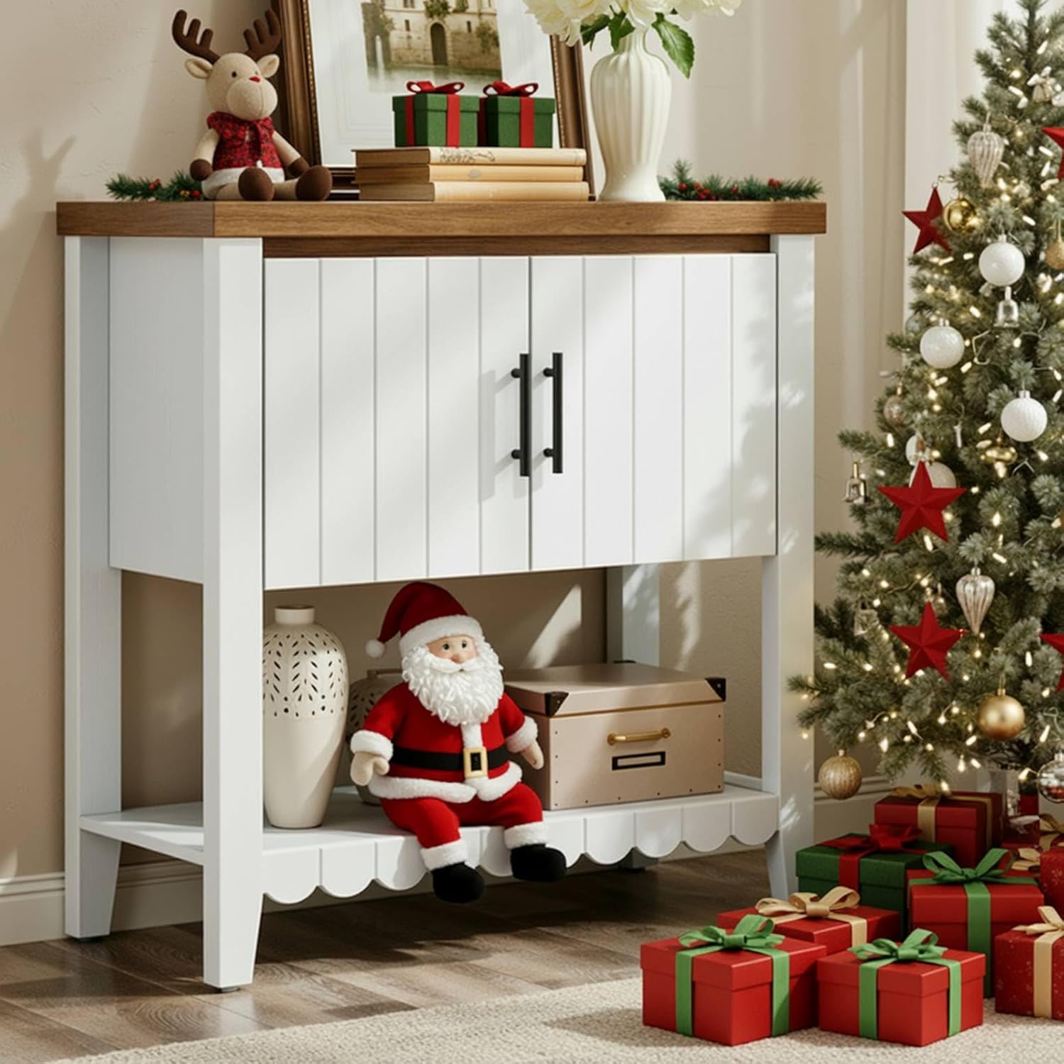 31.7" Entryway Table Console Table with Storage, Coffee Bar Cabinet with 2 Doors