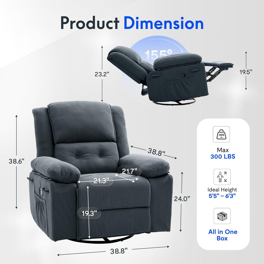 FLEXISPOT XRC2 360° Swivel Rocker Recliner for Adults