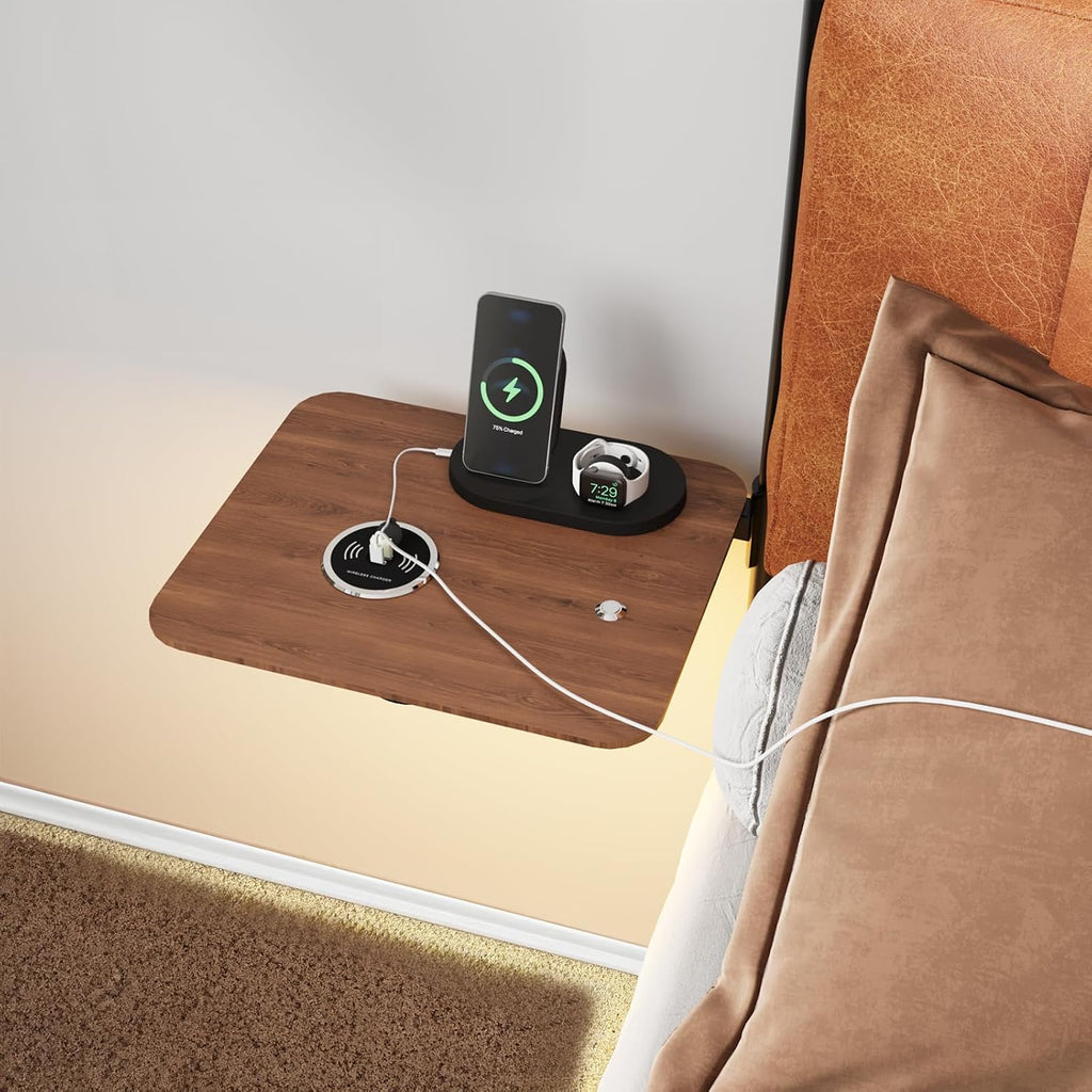 Queen Size Bed Frame,Metal Platform Queen Bed Frame, Queen Bed with Leather Upholstered Headboard, Built in Charging Station & LED, Noise-Free/Metal Slat Support/No Box Spring Needed, USB A+C Brand: B&L
