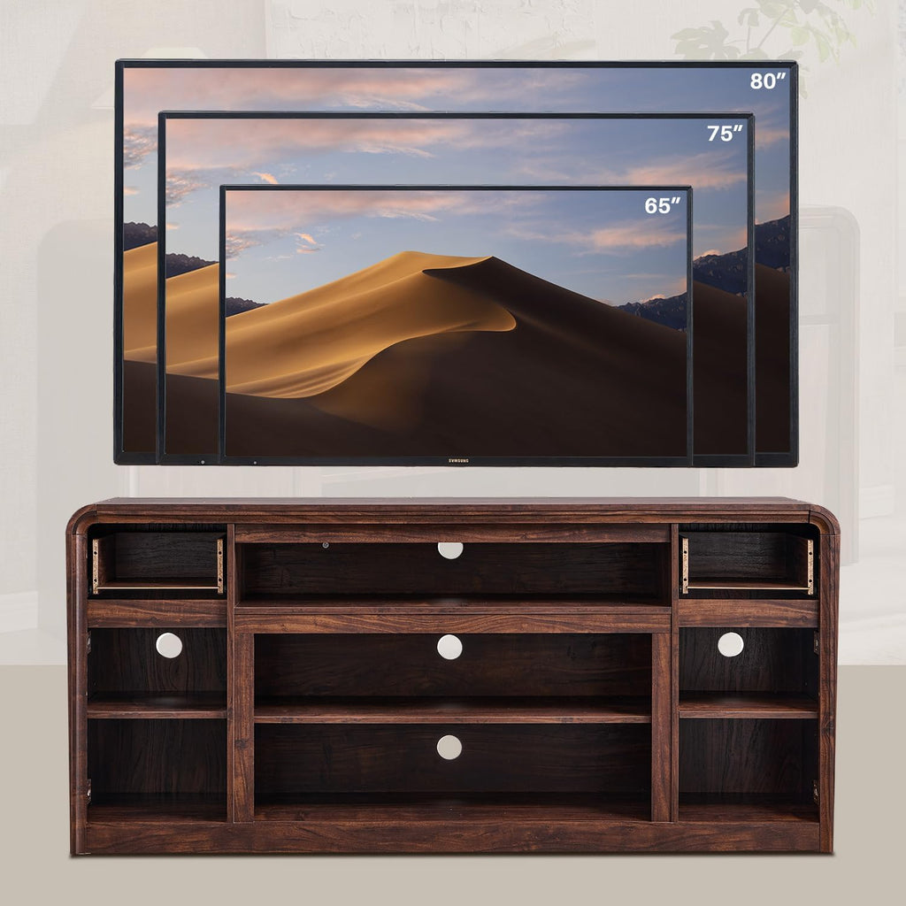 Modern TV Stand for 80 Inch TVs, 32"Tall Entertainment Center w/Storage Cabinet& drawers