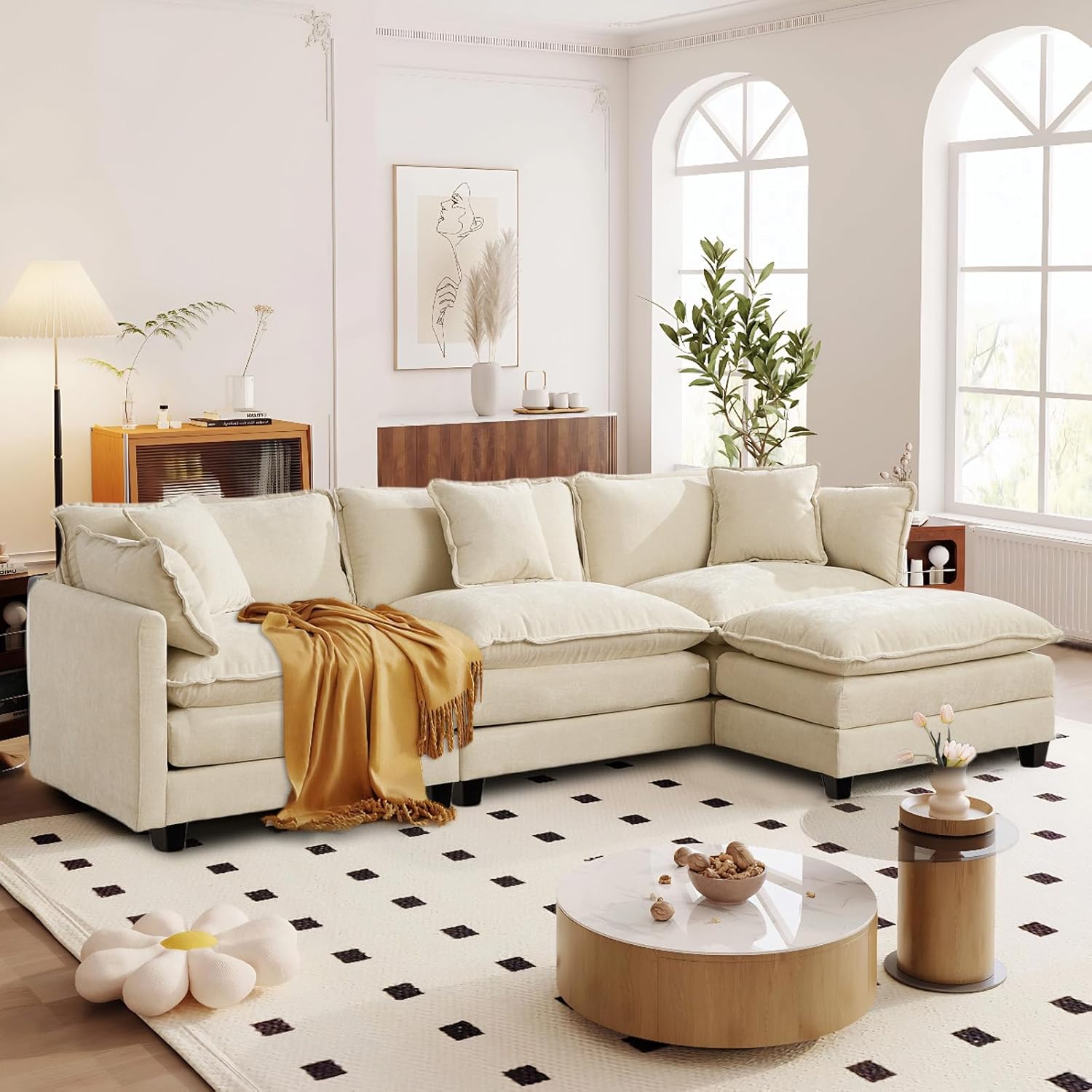 SoarFlash 113.78" Chenille Sectional Sofa