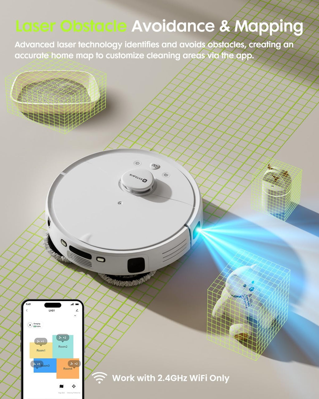 V5 Robot Vacuum and Mop, Self-Emptying Robotic Vacuum Cleaner