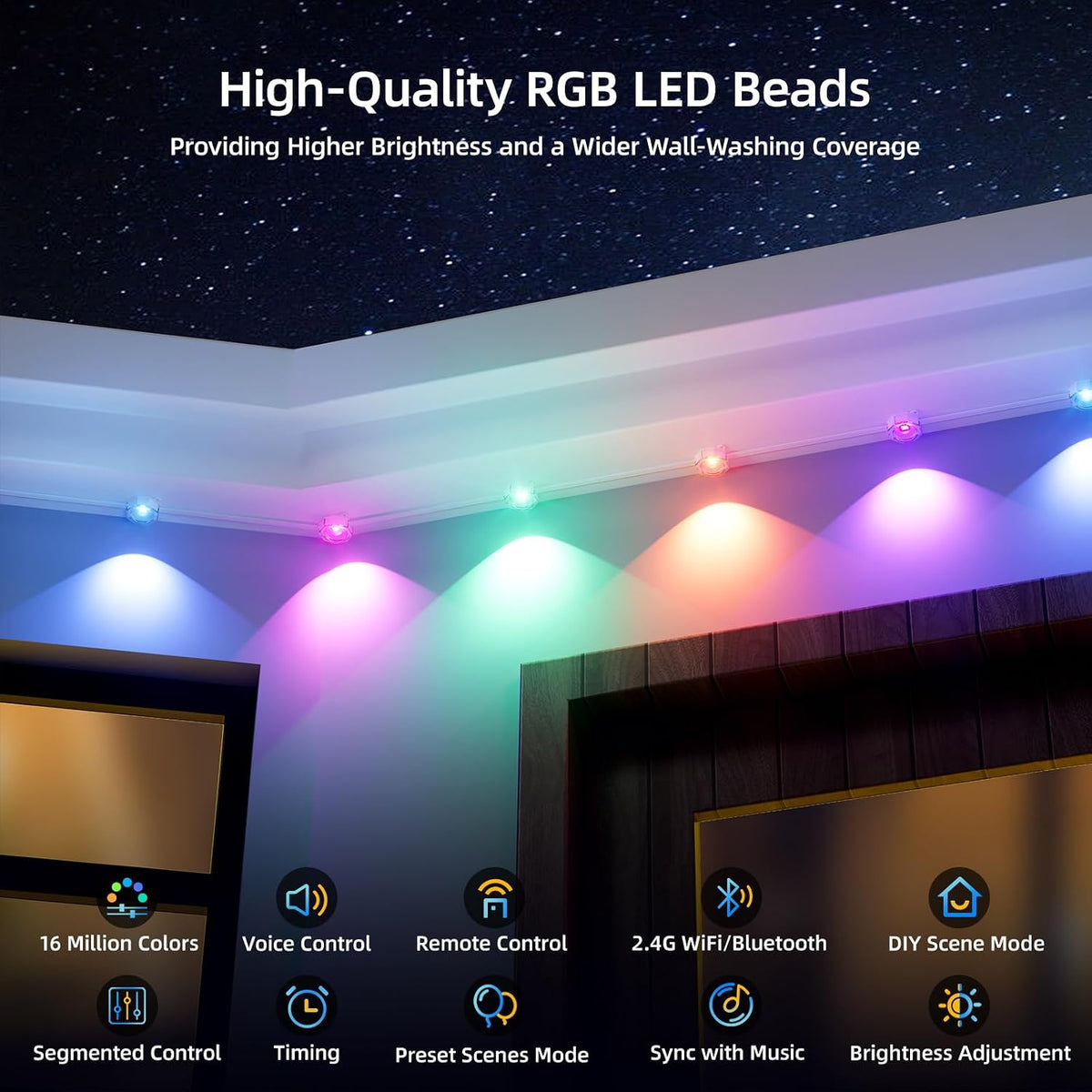 Permanent Outdoor RGB LED String Lights