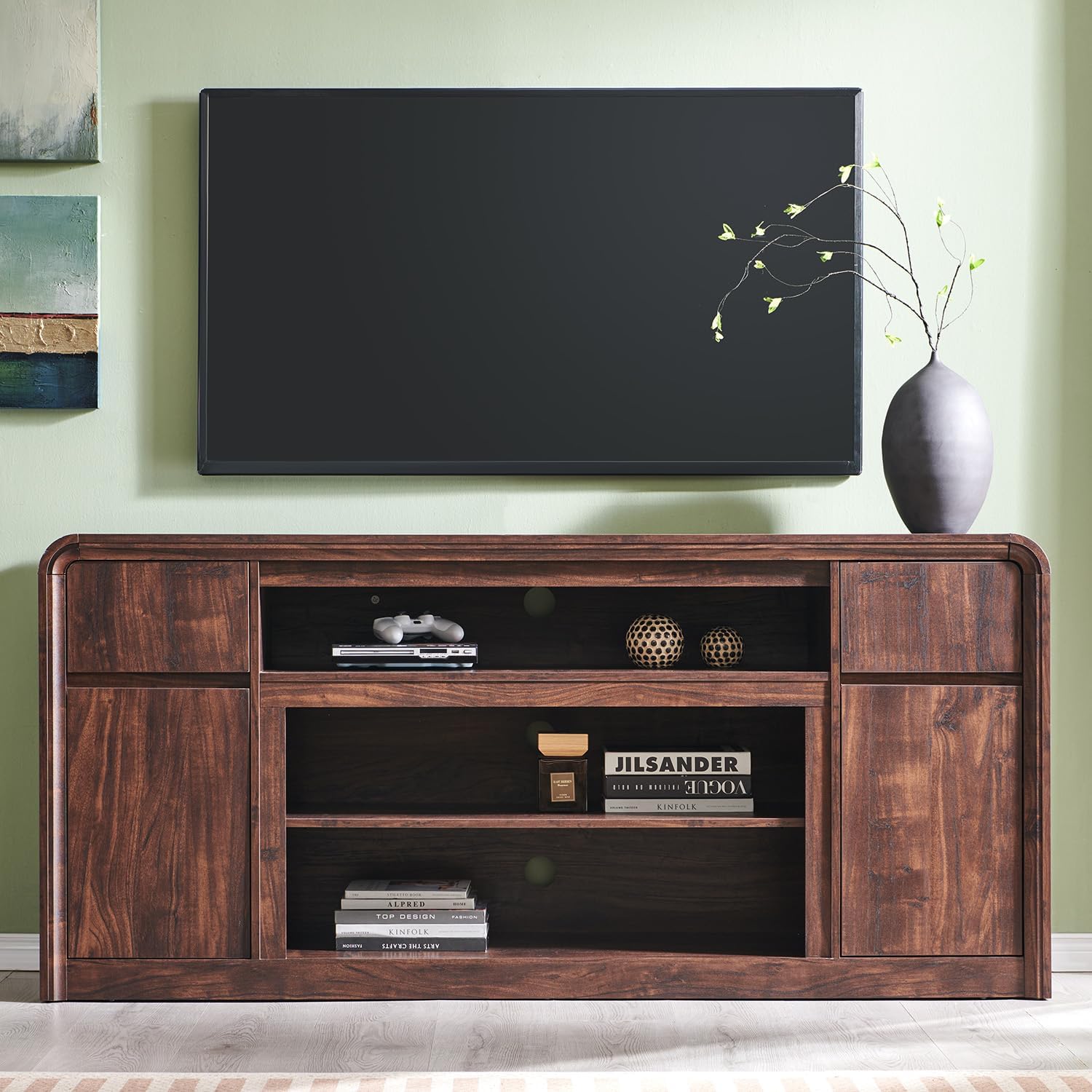 Modern TV Stand for 80 Inch TVs, 32"Tall Entertainment Center w/Storage Cabinet& drawers