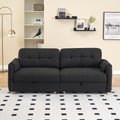 79.50-inch Loveset Couches for Living Room, Modern Teddy Fabric Upholstered Sofa Couch with Seats Storage, Comfy 3-Seater Couch for Bedroom, Office, Apartment (Black)