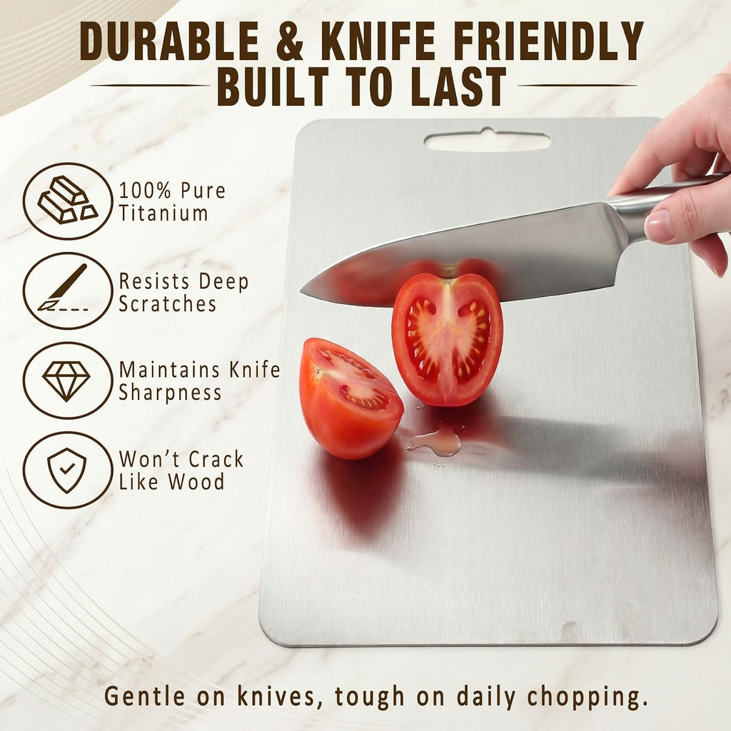100% Pure Titanium Cutting Board Set of 3, Kitchen Gift with Box