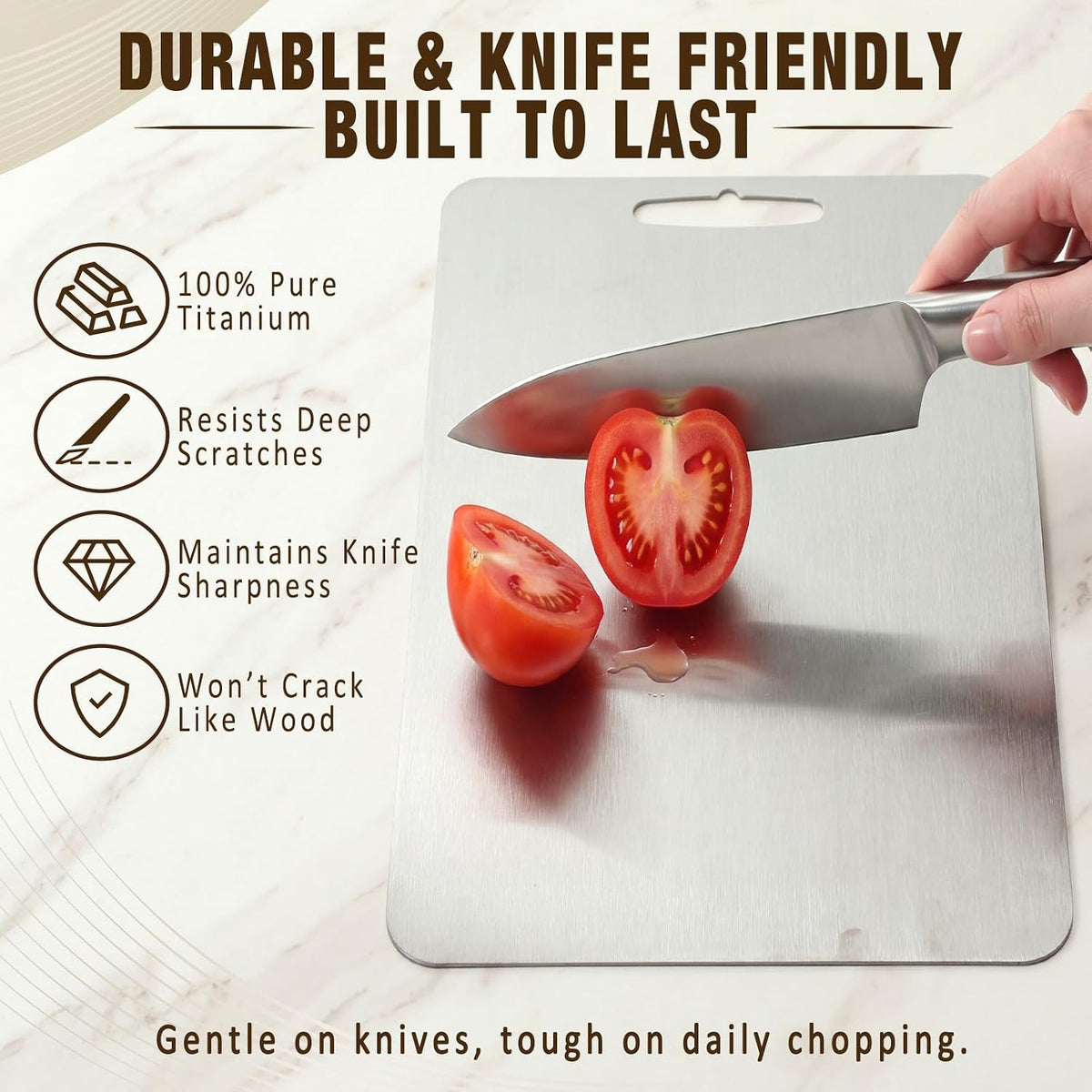 100% Pure Titanium Cutting Board Set of 3, Kitchen Gift with Box