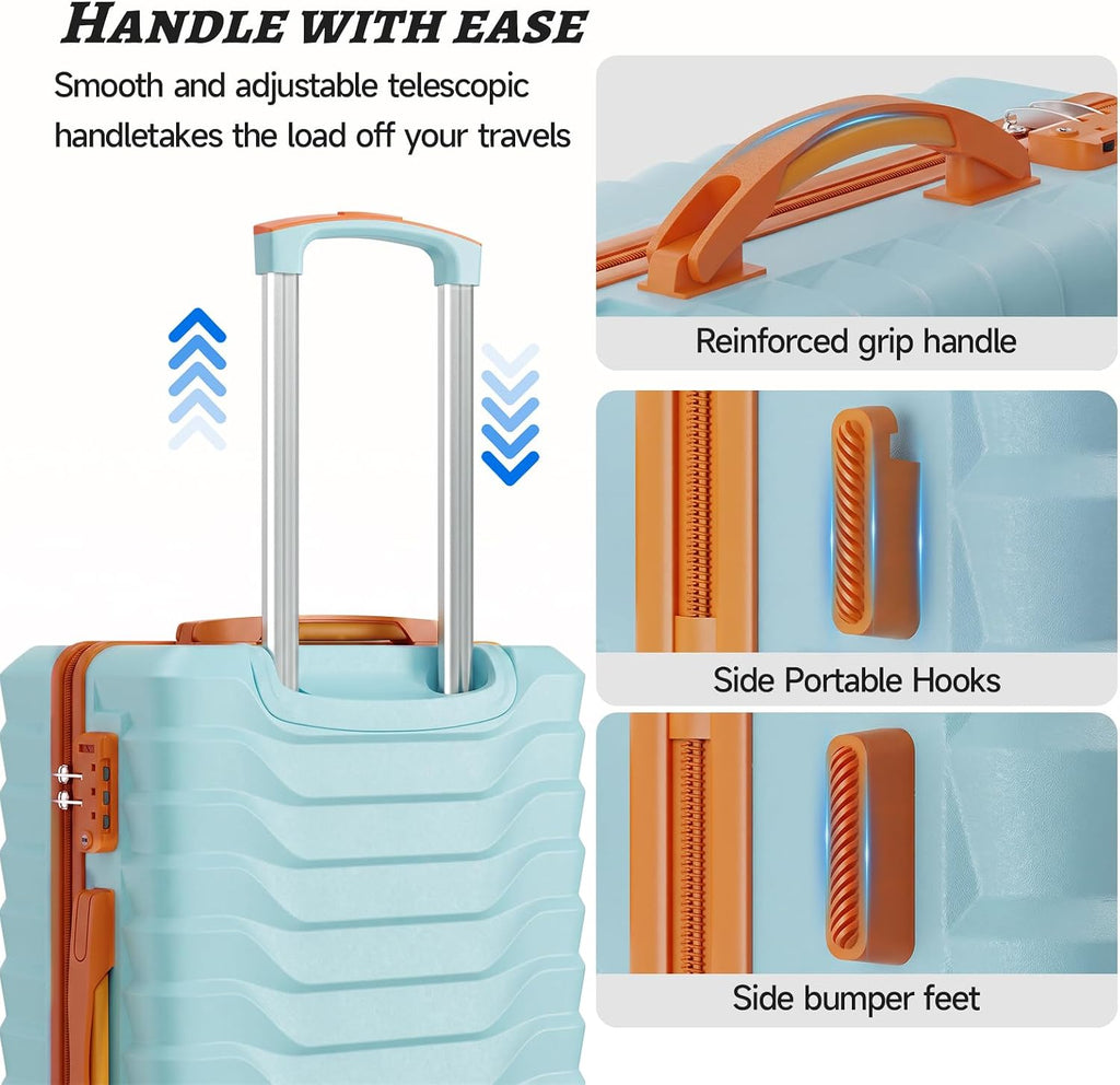 Luggage Set 7 Piece, Expandable Hardshell Suitcase Set 28/24/20/14Inch Carry On Luggage with TSA Lock, Spinner Wheels, ABS Lightweight Travel Luggage Sets (Space Blue)