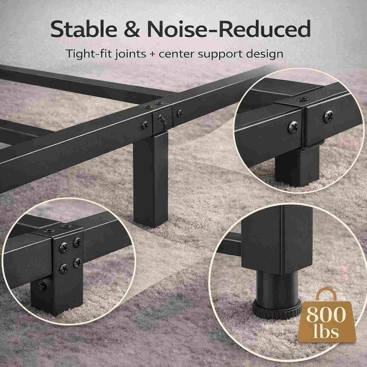 Metal Platform Bed Frame King Size with Wood Headboard and Footboard & USB Charging Station and Smart LED Lights (King)
