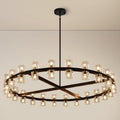 48 inch Black Round Chandeliers Light Fixture, Crystal Chandeliers for Dining Room, Living Room Chandelier, Wagon Wheel Chandelier Over Table, Suitable for Bedroom,Foyer,Includes Bulb