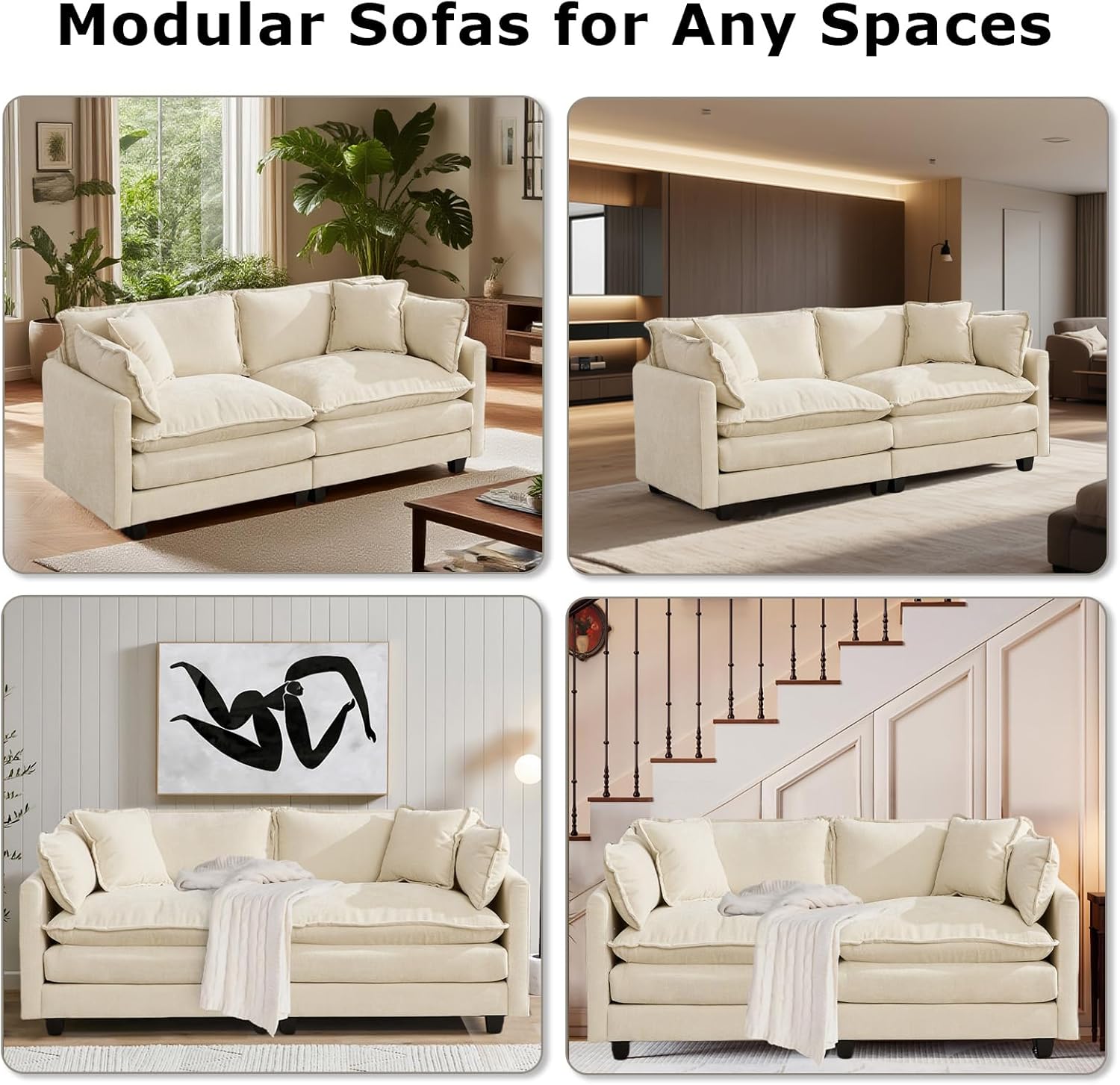 SoarFlash 113.78" Chenille Sectional Sofa