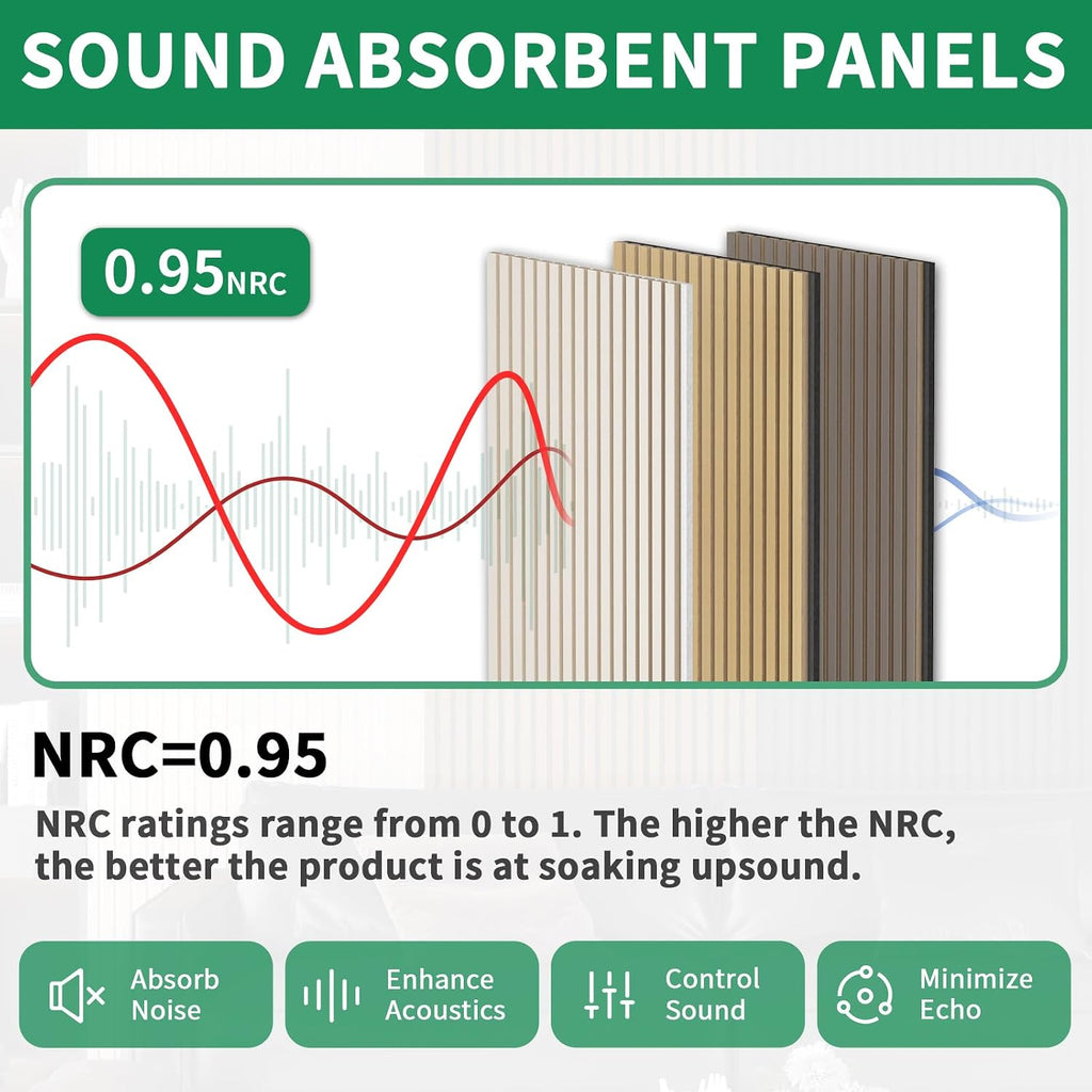 Wood Slat Acoustic Panels, 4 Pack 94" x 8"(21ft²) Wood Wall Panels, Soundproof Wood Slat Panel, 3D Fluted Sound Absorbing Paneling for Wall Decor, Living Room, Bedroom, Oak