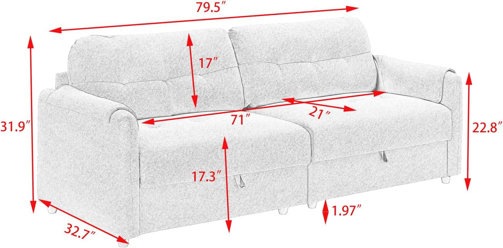 79.50-inch Loveset Couches for Living Room, Modern Teddy Fabric Upholstered Sofa Couch with Seats Storage, Comfy 3-Seater Couch for Bedroom, Office, Apartmen (Beige)