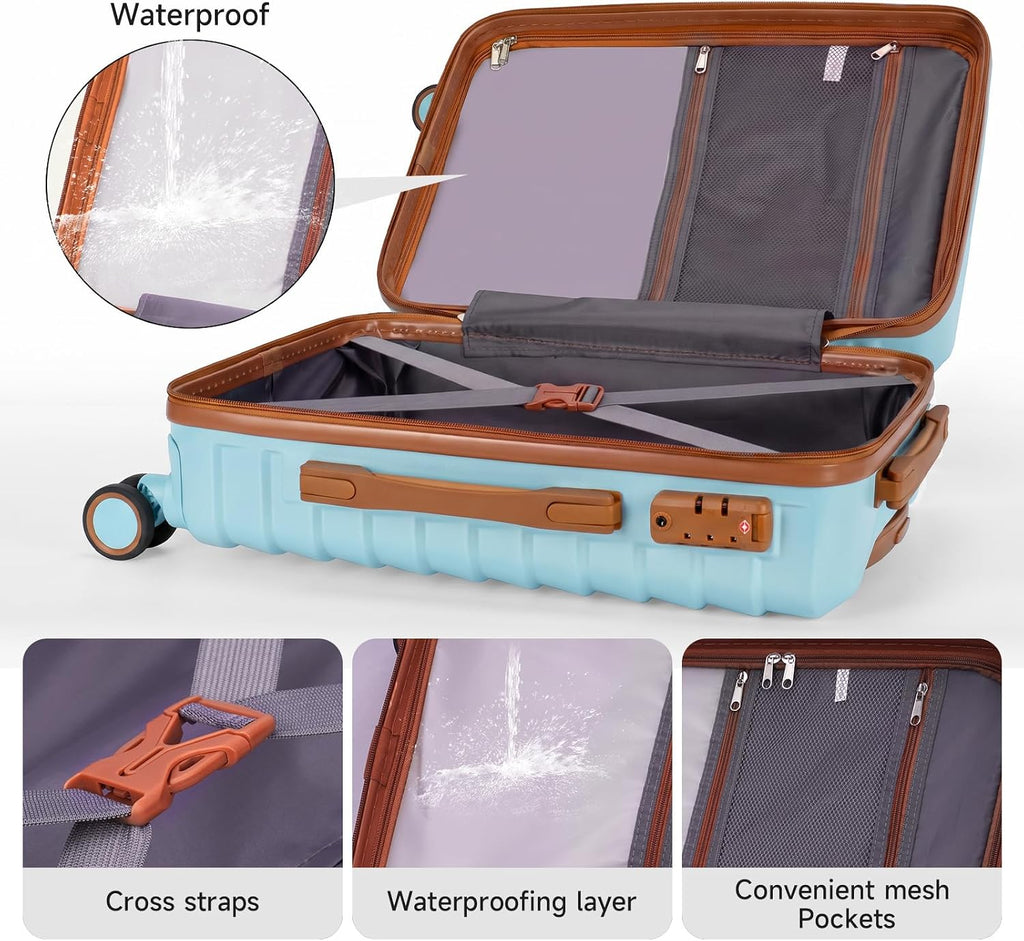 Luggage Set 7 Piece, Expandable Hardshell Suitcase Set 28/24/20/14Inch Carry On Luggage with TSA Lock, Spinner Wheels, ABS Lightweight Travel Luggage Sets (Space Blue)