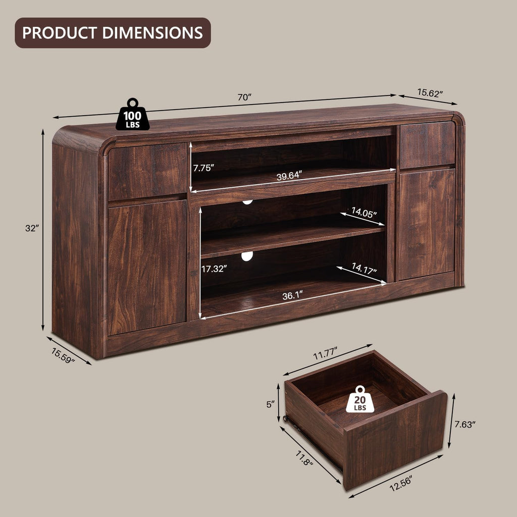 Modern TV Stand for 80 Inch TVs, 32"Tall Entertainment Center w/Storage Cabinet& drawers