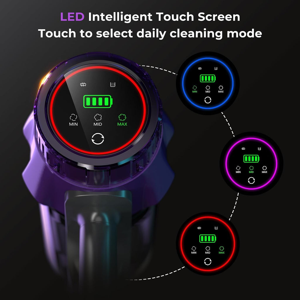 Cordless Vacuum Cleaners for Home, 55Kpa Suction, Max 70Min Runtime
