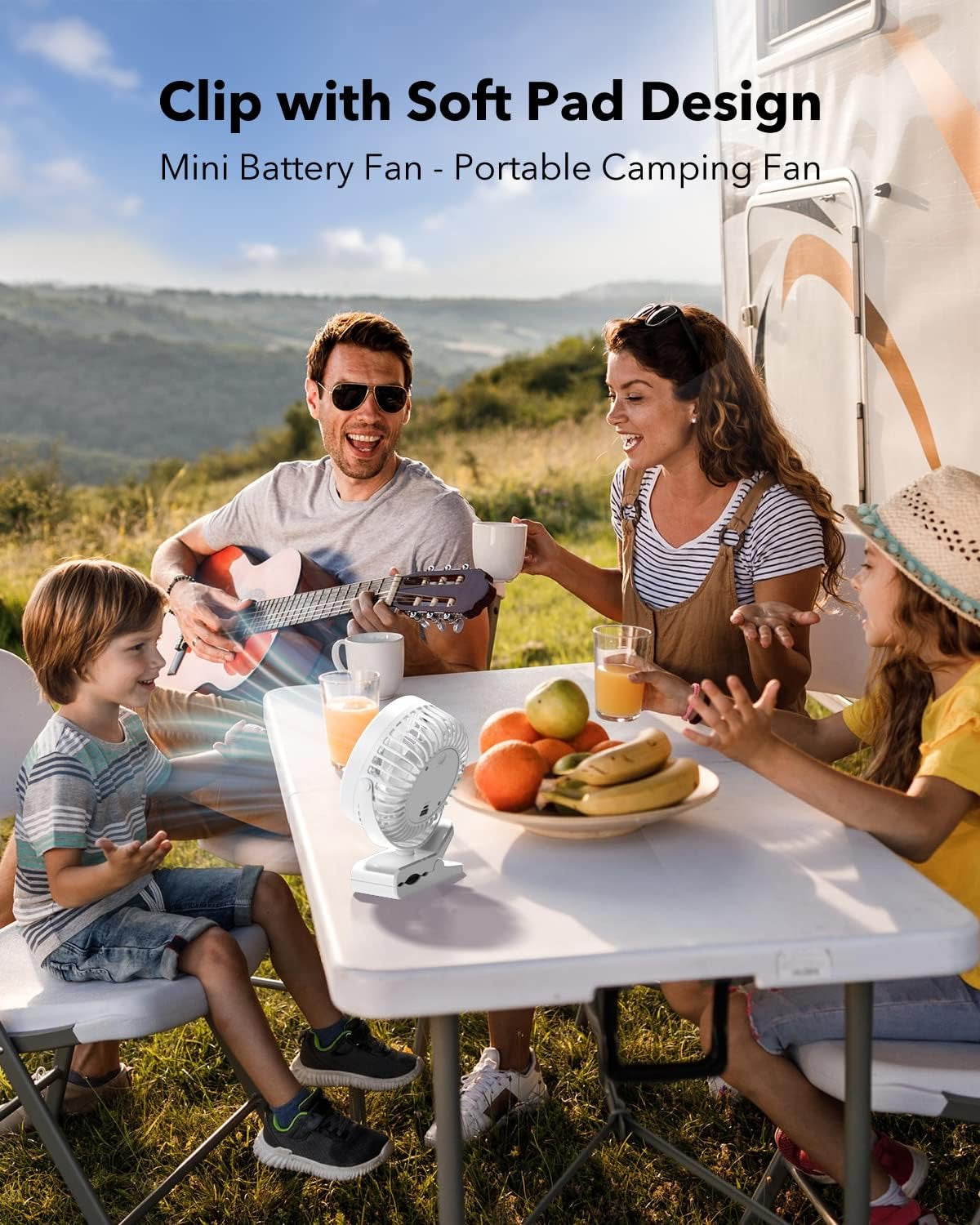 Portable 3-Speed Clip-on Fan with Sturdy Clamp 10000mAh Battery-Powered Clip Fan Rechargeable Ultra-Quiet for Bedroom Office Camping & Stroller