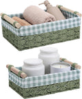 2 Pcs Gingham Storage Basket Sets Green Toilet Paper Storage