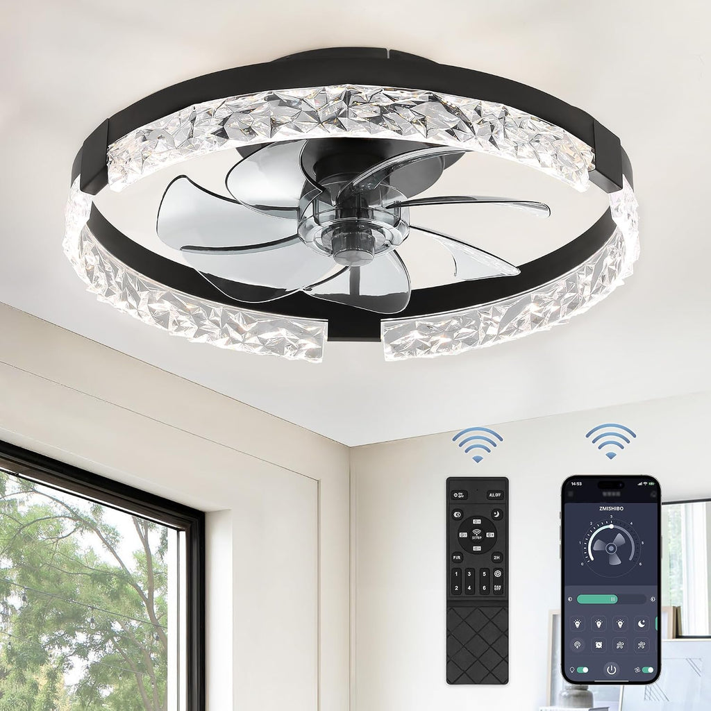 18 Inch Ceiling Fans with Lights, Flush Mount Remote & App Control