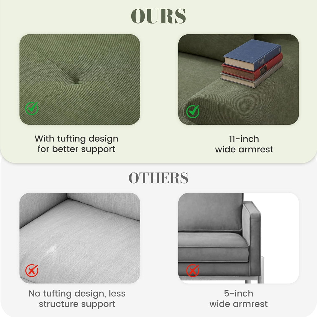 108'' Modular Sectional Boneless Sofa (green)