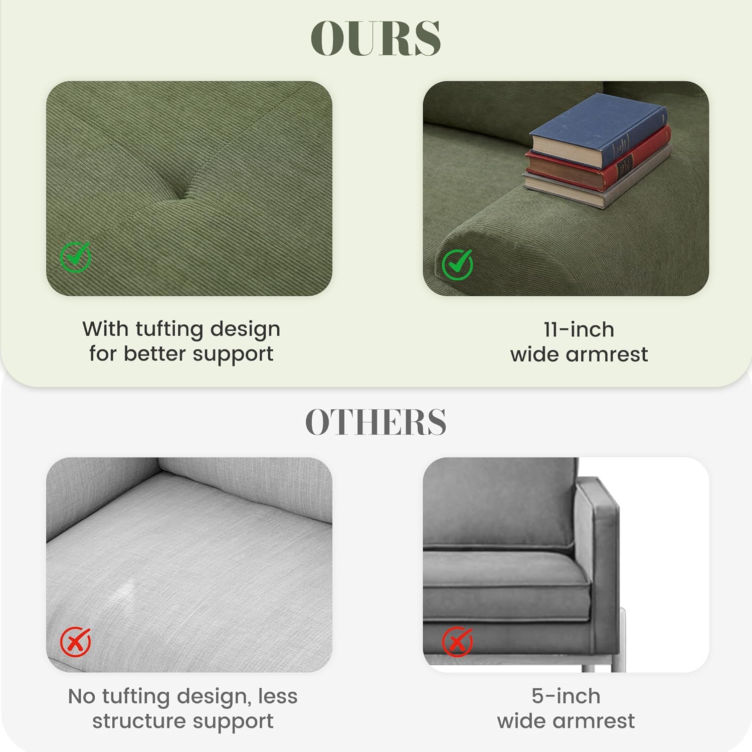 108'' Modular Sectional Boneless Sofa (green)