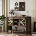 47.2" Farmhouse Console Table with Storage Drawers & Sliding Barn Doors, Hidden Compartment Narrow Rectangle Sofa Table Rustic Entryway Table for Living Room, Hallway, Behind Sofa