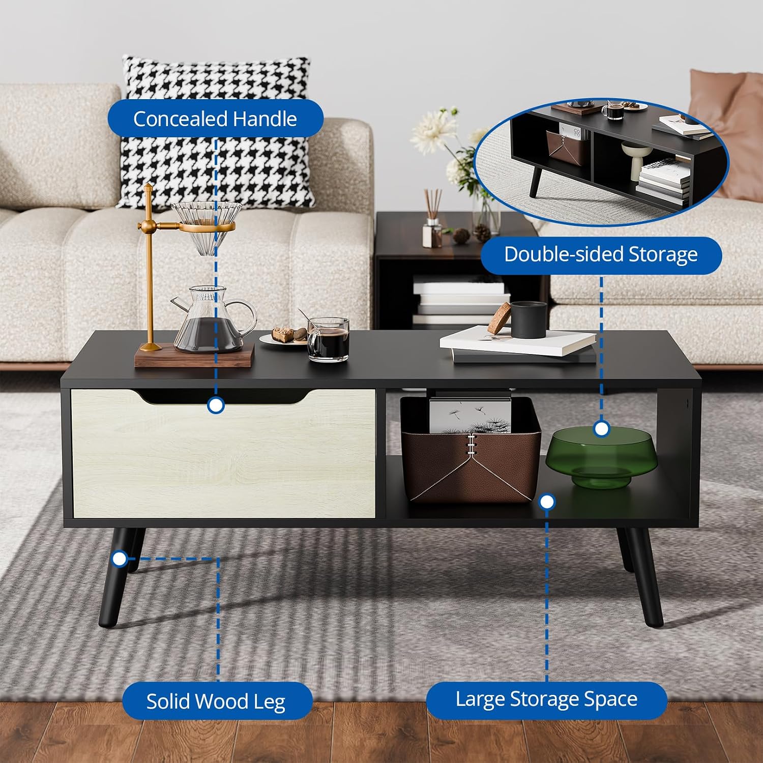 Cozy Castle Modern Coffee Table, Minimalist Hallway Table, Mid Century Modern Coffee Table for Living Room