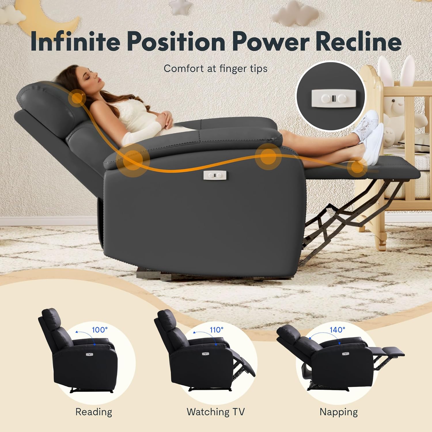 FLEXISPOT X3 Power Recliner Chair, Adjustable Electric Recliner with USB Port