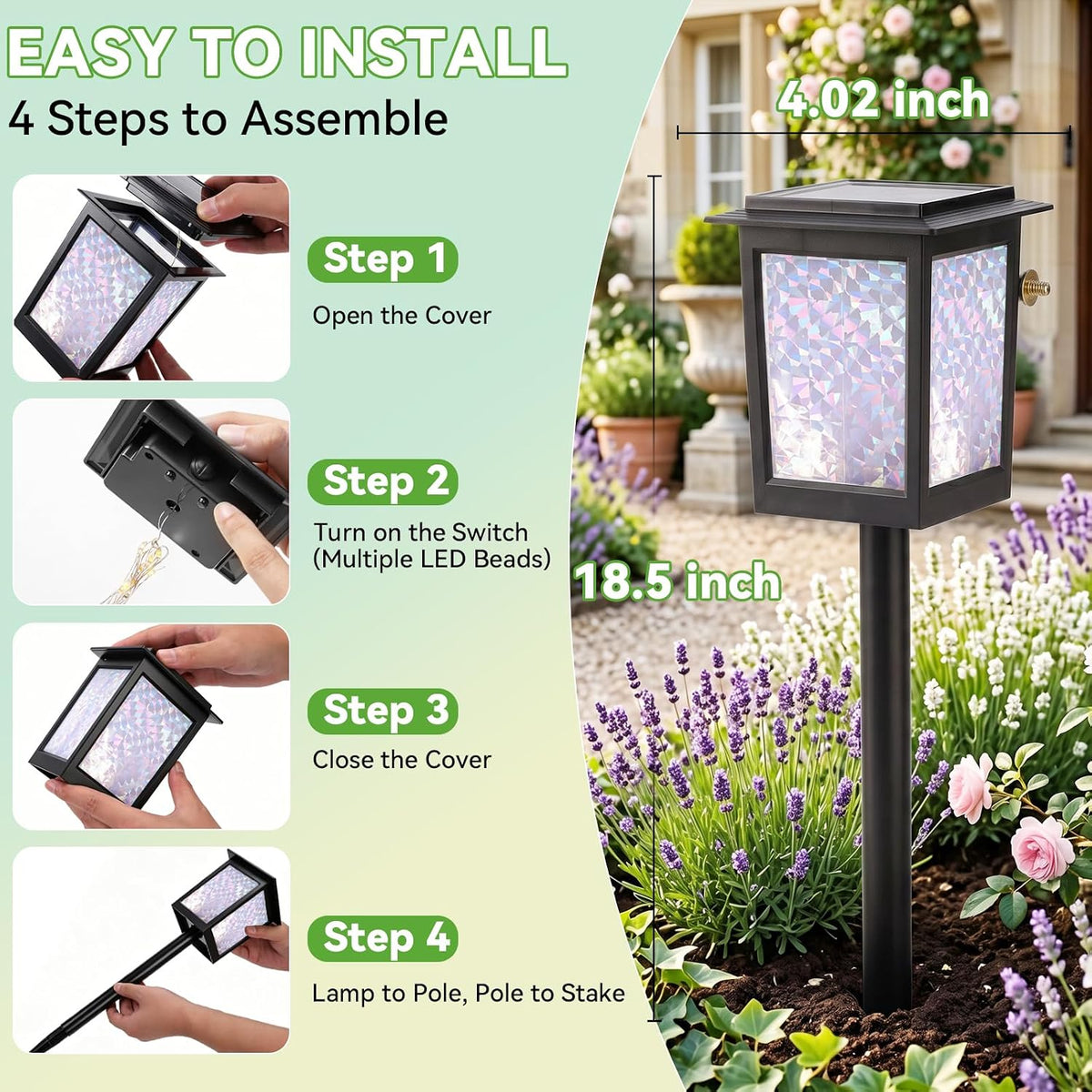 Twinkle Solar Garden Lights 8Pack, LED Solar Lights Outdoor Waterproof, Pathway Light Solar Powered, Star Ambient Light Outdoor Decor for Patio Yard Walkway Pool Lawn Sidewalk Party Landscape Lighting