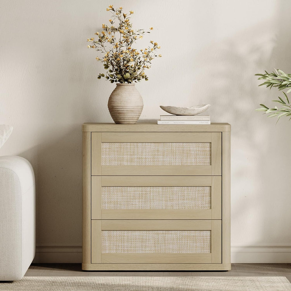 SICOTAS Nightstand Set of 2, 26.8 Wide Large Rattan