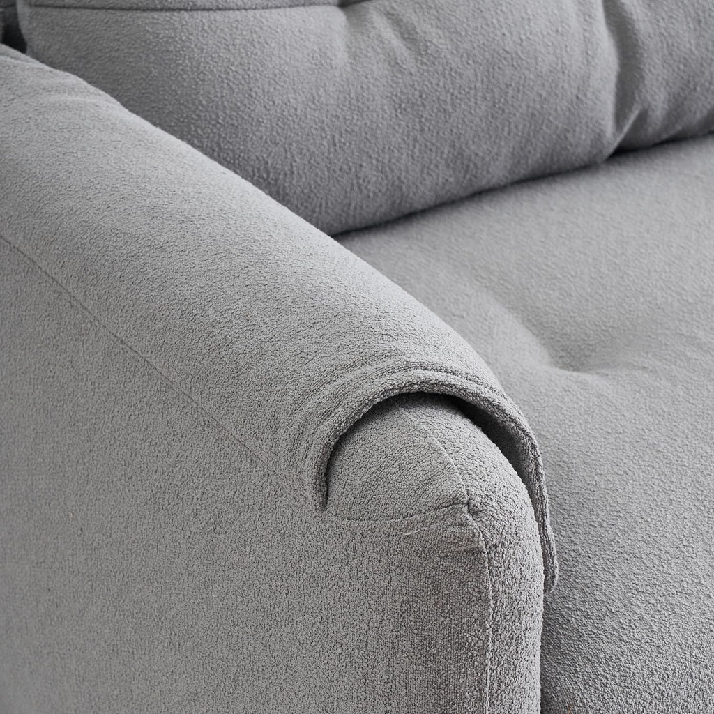 79.50-inch Loveset Couches for Living Room, Modern Teddy Fabric Upholstered Sofa Couch with Seats Storage, Comfy 3-Seater Couch for Bedroom, Office, Apartmen (Light Grey)