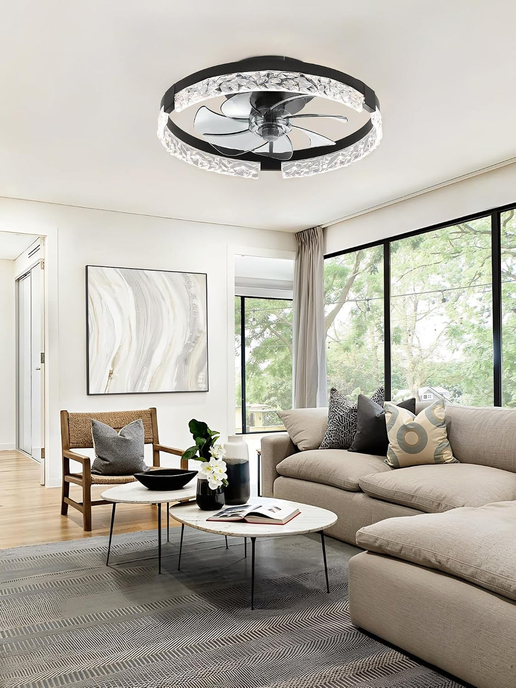 18 Inch Ceiling Fans with Lights, Flush Mount Remote & App Control