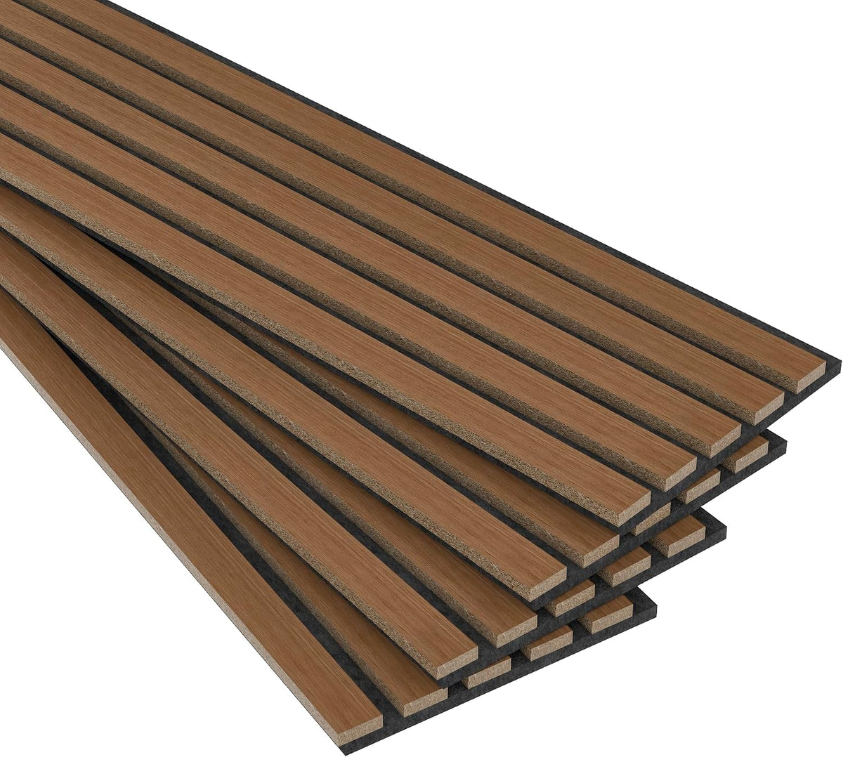 Wood Slat Acoustic Panels, 4 Pack 94" x 8"(21ft²) Wood Wall Panels, Walnut