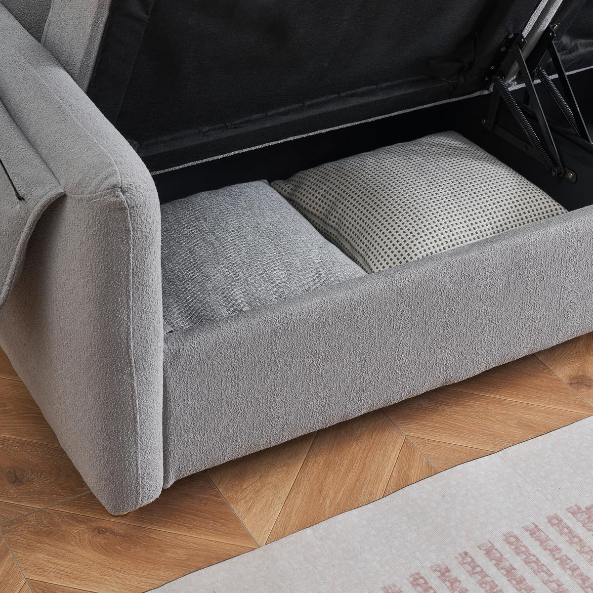 79.50-inch Loveset Couches for Living Room, Modern Teddy Fabric Upholstered Sofa Couch with Seats Storage, Comfy 3-Seater Couch for Bedroom, Office, Apartmen (Light Grey)