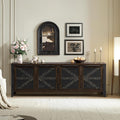 70 Inch Farmhouse TV Stand for 75 Inch TV, Rustic Entertainment Center with 4 Doors, Wood Media Console Cabinet with Storage, Living Room