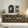70 Inch Farmhouse TV Stand for 75 Inch TV, Rustic Entertainment Center with 4 Doors, Wood Media Console Cabinet with Storage, Living Room TV Cabinet