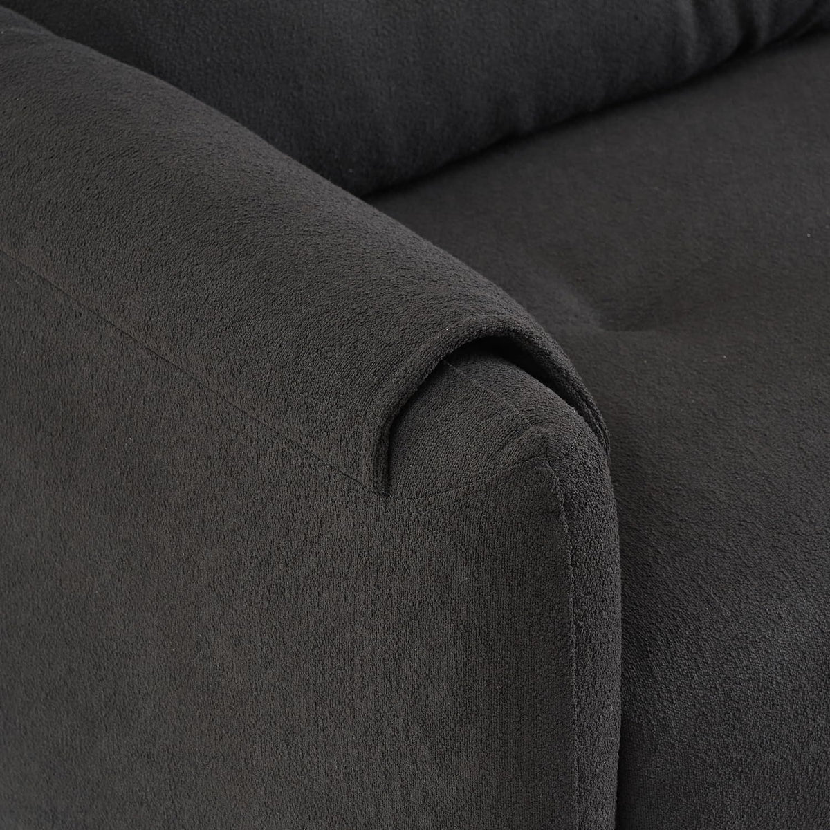 79.50-inch Loveset Couches for Living Room, Modern Teddy Fabric Upholstered Sofa Couch with Seats Storage, Comfy 3-Seater Couch for Bedroom, Office, Apartment (Black)