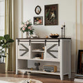 47.2" Farmhouse Console Table with Storage Drawers & Sliding Barn Doors, Hidden Compartment Narrow Rectangle Sofa Table Rustic Entryway Table for Living Room, Hallway, Behind Sofa