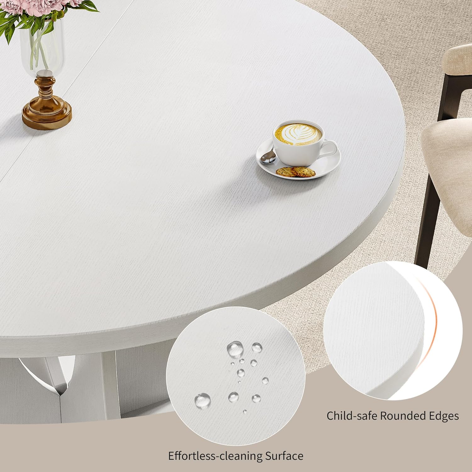 iPormis 47-Inch Round Dining Table for 4-6 People