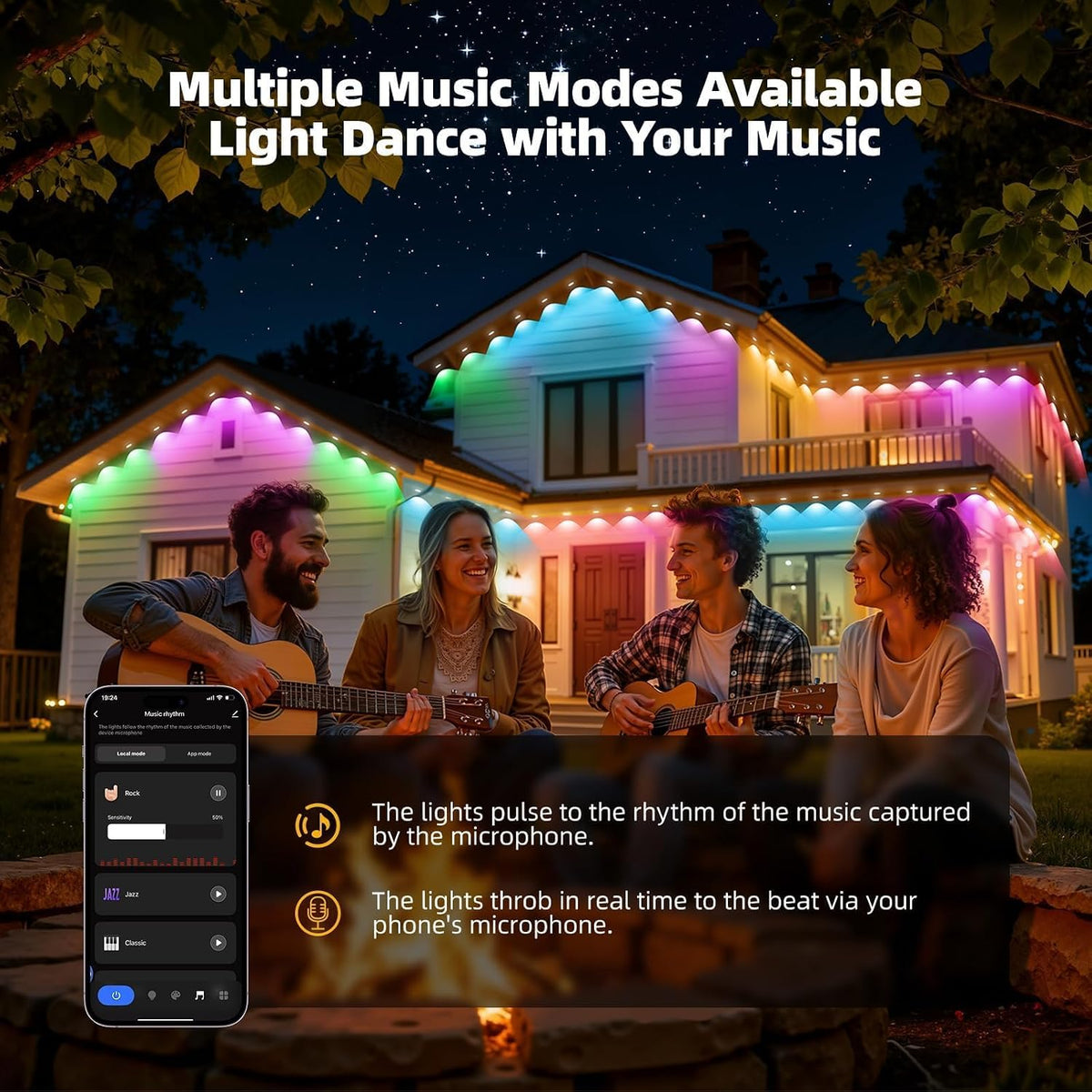 Permanent Outdoor RGB LED String Lights